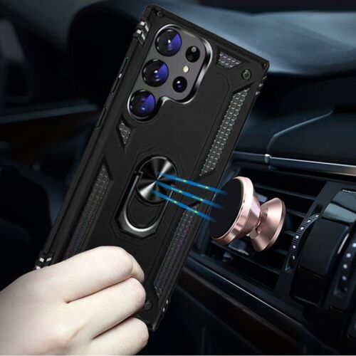 Protectores para celular  para Samsung  S23 Ultra Funda reforzada con anillo v2 Negro